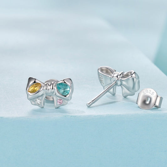 925 Sterling Silver Earrings with Transparent Glass and CZ for Women