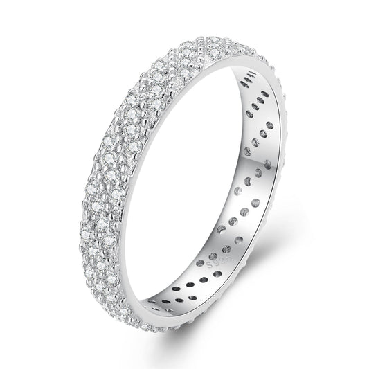 925 Sterling Silver Ring with Pavé Setting CZ for Women Size 6.0