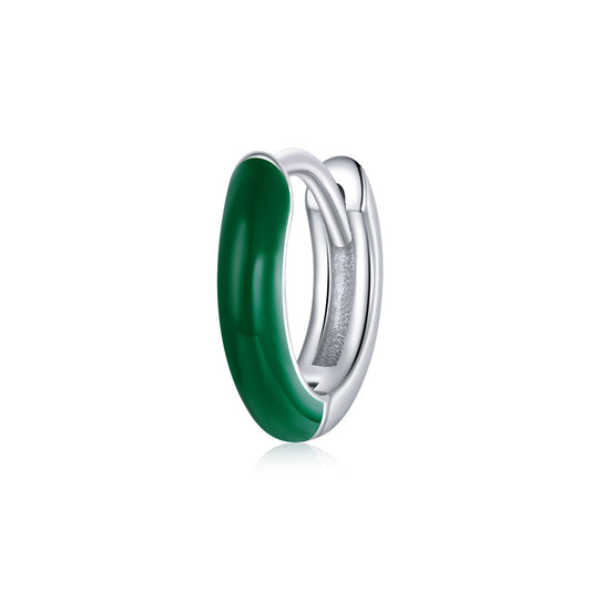 925 Sterling Silver Enamel Earrings 0.7cm for Women - view 2