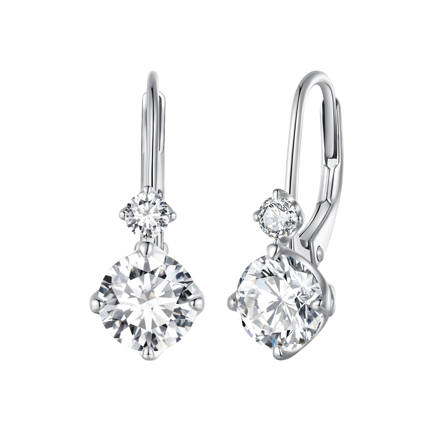 925 Sterling Silver Moissanite Earring with Pavé Setting, 6.5mm, for Women
