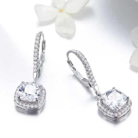 925 Sterling Silver Plated Gold Pavé Setting CZ Earrings for Women