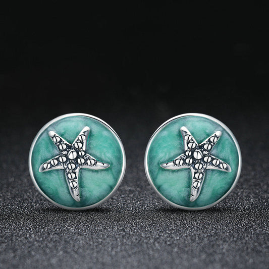 925 Sterling Silver Oxidized Enamel Earrings