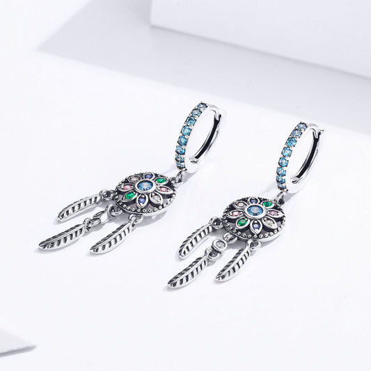 925 Sterling Silver Oxidized Silver Pavé CZ Earrings for Women, Size: 4*1 cm