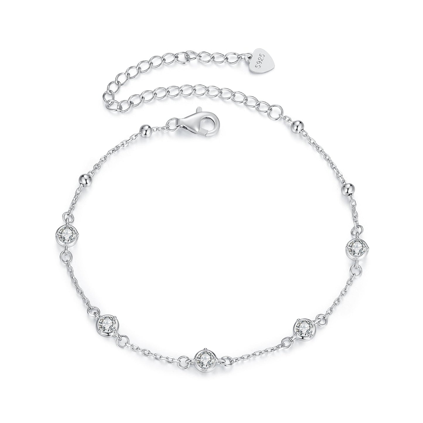 925 Sterling Silver 3mm Moissanite Bracelet for Women
