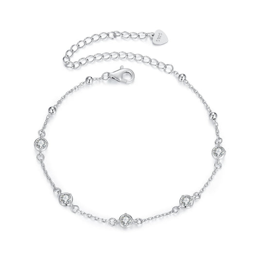 925 Sterling Silver 3mm Moissanite Bracelet for Women