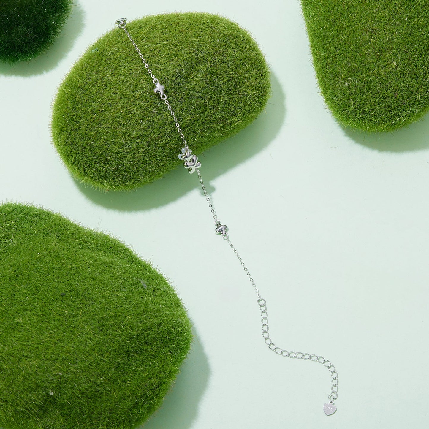 925 Sterling Silver Enamel Charm Bracelet with Pavé CZ, 15+6cm for Women