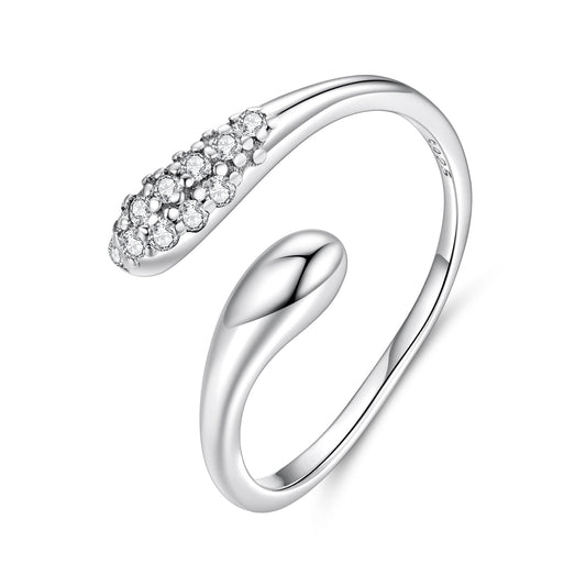 925 Sterling Silver Oxidized Pavé Setting CZ Ring