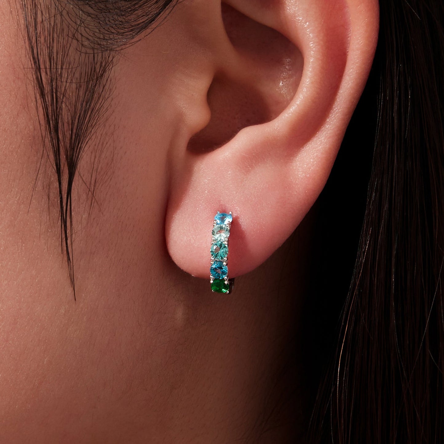 925 Sterling Silver Earrings with White Gold Plating and CZ for Women