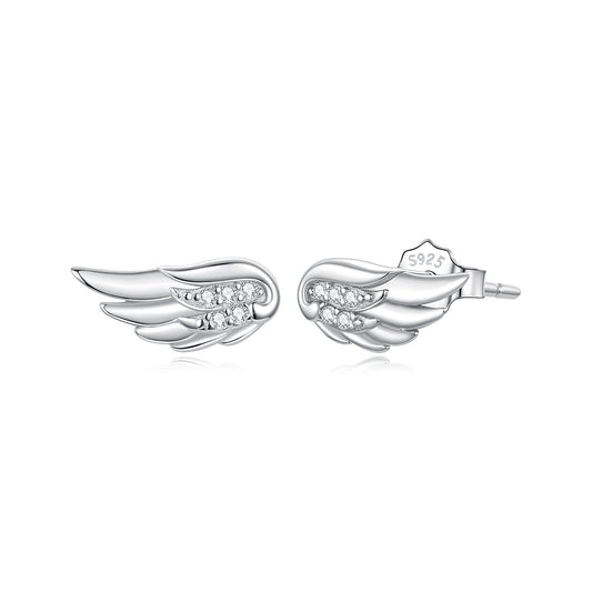 925 Sterling Silver White Gold Plated CZ Pavé Set 0.4x0.9 cm Earrings for Women