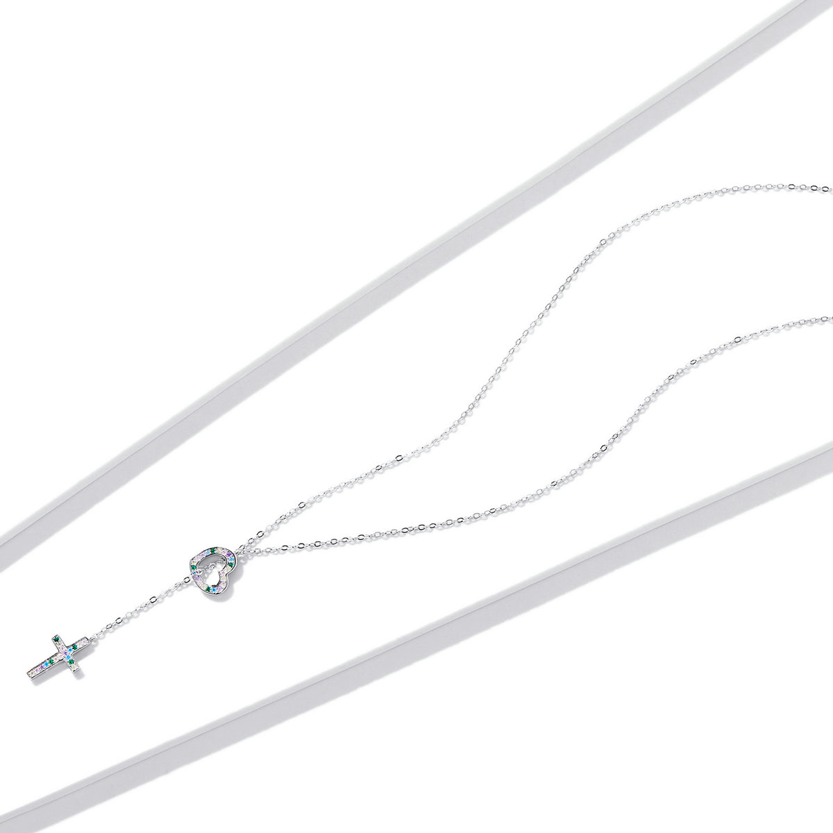 925 Sterling Silver Plated Necklace with Adjustable Length 42.5cm and CZ for Women