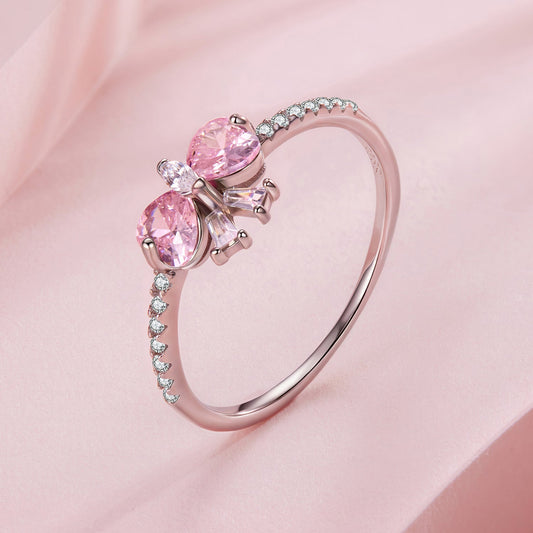 Anillo con colgante de 0,65 cm de plata de ley 925 chapado en oro blanco, talla 6 para mujer