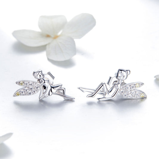 925 Sterling Silver Stud Earrings with CZ, 1.2 x 1.5cm & 1.5 x 0.9cm, Women - view 2
