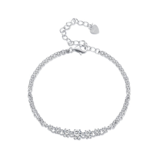 925 Sterling Silver 5MM Moissanite Bracelet for Women