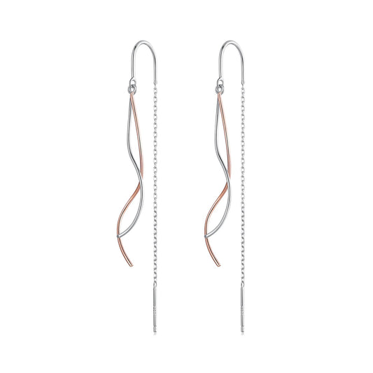 925 Sterling Silver Earrings 56*10mm Plated Platinum Rose Gold for Women