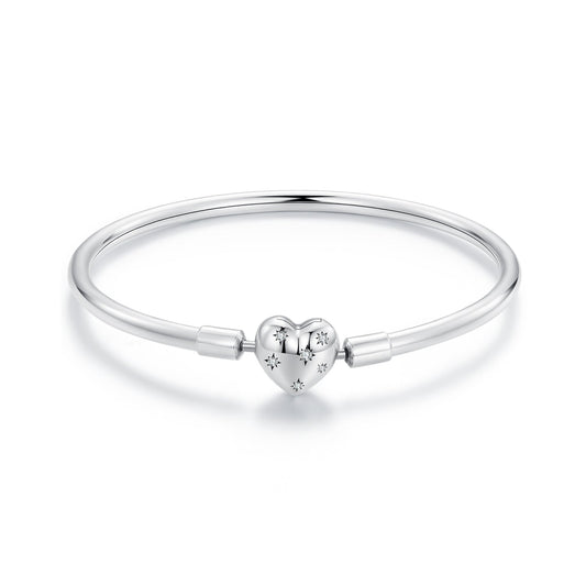 925 Sterling Silver White Gold Plated 17.0cm CZ Bracelet for Women