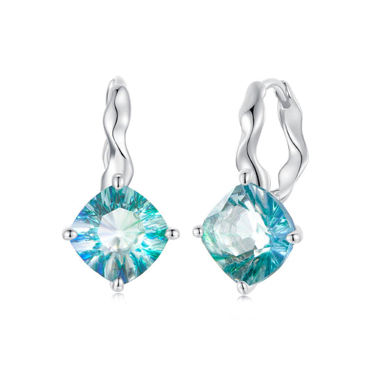 925 Sterling Silver Earrings with Transparent Glass and White Gold Plating for Women - view 2