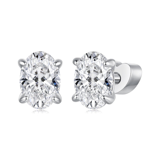 925 Sterling Silver Earrings with Pavé Setting CZ, 0.7*0.5cm, for Women