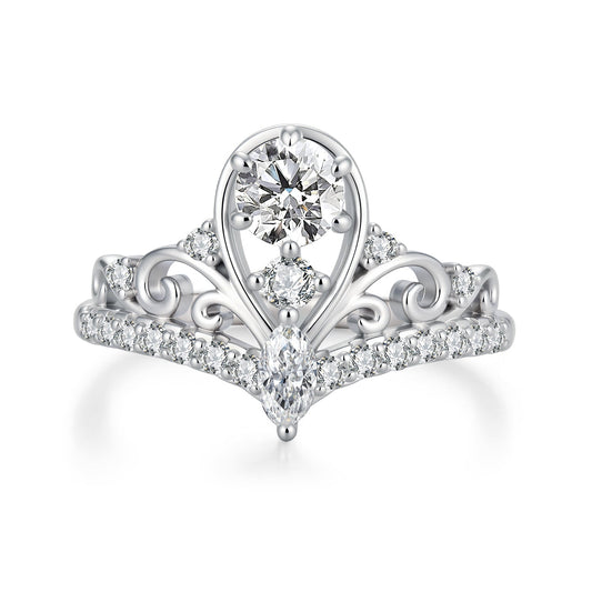 925 Sterling Silver 0.5 Carat Moissanite Ring in Size 6 for Women