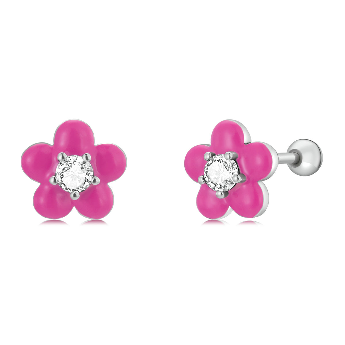 S925 Sterling Silver CZ Pavé Enamel Oxidized Earrings