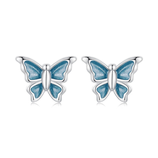 S925 Sterling Silver Earrings with Enamel Process, 6*8mm, Plated Platinum for Women - view 2