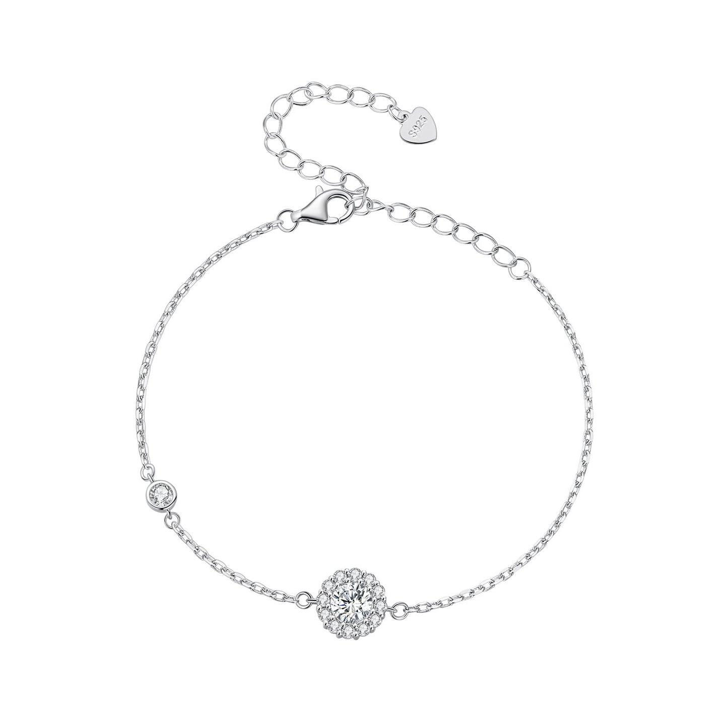 925 Sterling Silver Moissanite 0.5ct Bracelet with Pavé Setting for Women