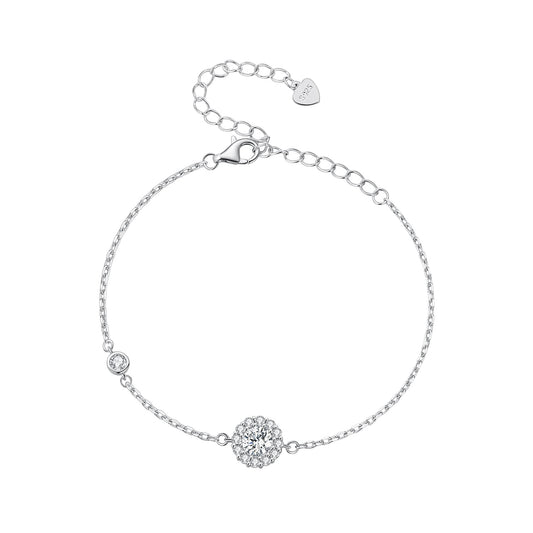 925 Sterling Silver Moissanite 0.5ct Bracelet with Pavé Setting for Women