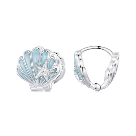 925 Sterling Silver White Gold Plated Enamel Earrings for Women 11x11mm - view 2