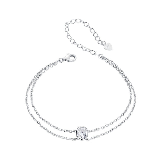 925 Sterling Silver Moissanite 1 Carat Bracelet for Women - White Gold Plated, 150+60mm