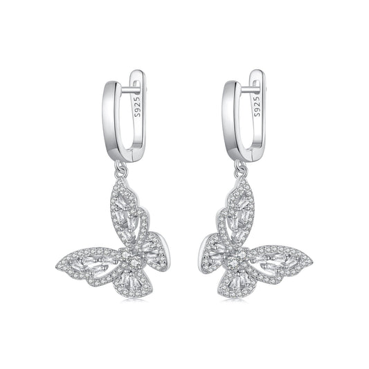 925 Sterling Silver Earrings with Pavé Setting CZ, 37x19mm for Women - view 2