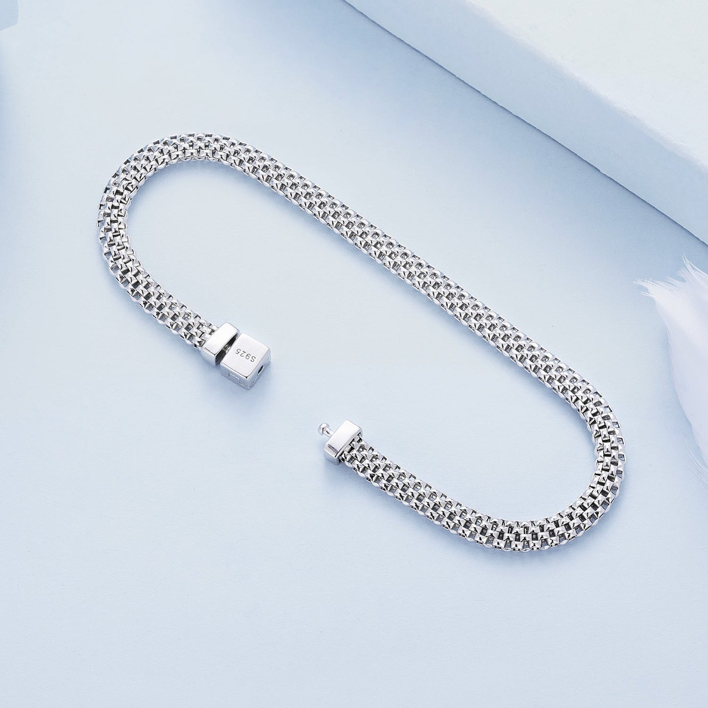 925 Sterling Silver Plated Platinum 17.0 Size Bracelet for Women