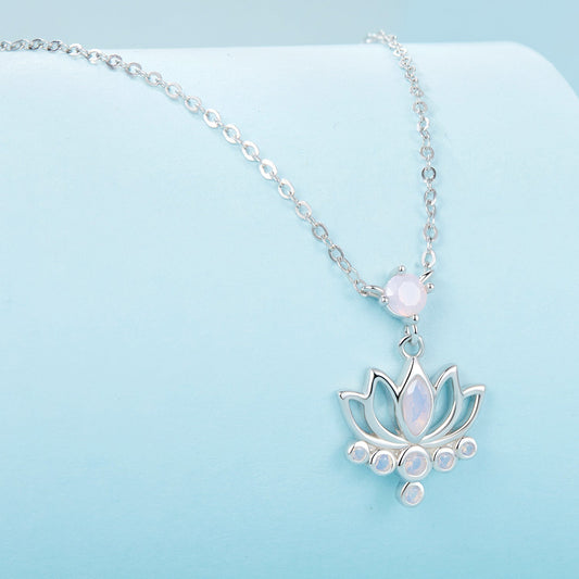 925 Sterling Silver Opal Nanometer Stone Necklace for Women
