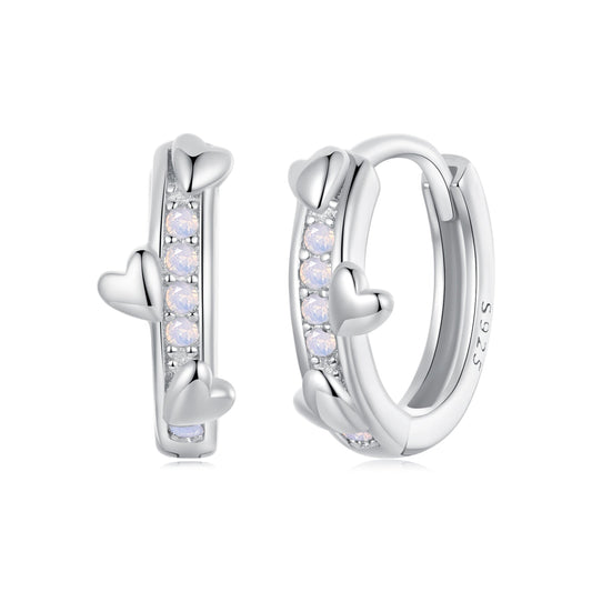 925 Sterling Silver Nano Opal Earrings for Women - White Gold Plated - 12x5mm - view 2