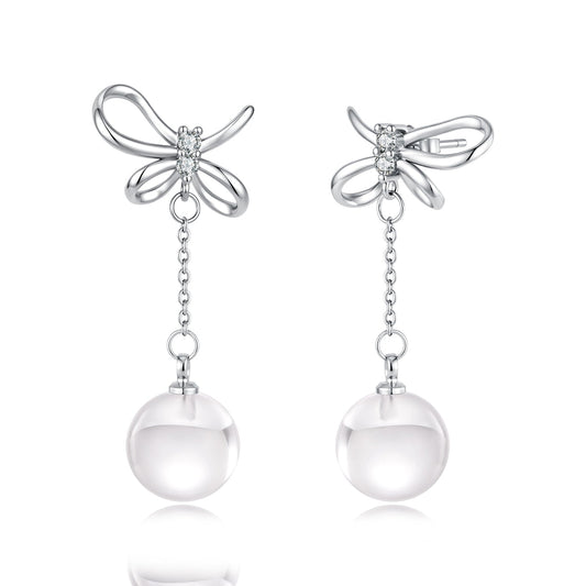 White Gold Plated Crystal Pavé CZ 3.8*1.6cm S925 Silver Needle Earrings for Women