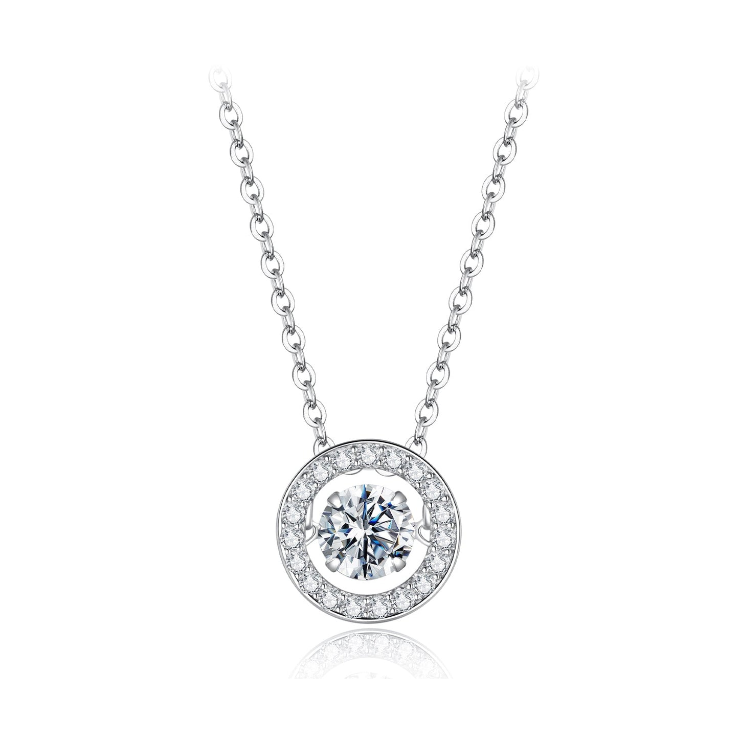 925 Sterling Silver Moissanite Pendant Necklace for Women - 40+5cm, White Gold Plated, Elegant Jewelry