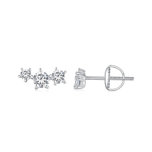 925 Sterling Silver Moissanite 0.01 Carat Earrings Size 4*9mm for Women