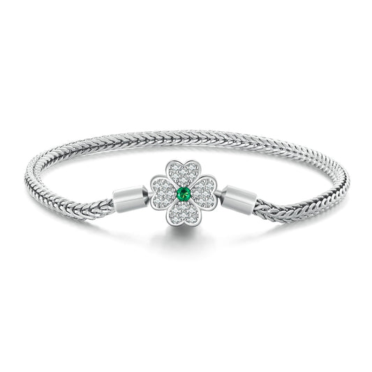 925 Sterling Silver Plated Platinum Bracelet with 3mm Rope for Women