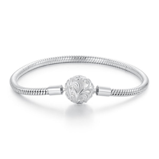 925 Sterling Silver White Gold Plated 17cm CZ Pavé Bracelet for Women