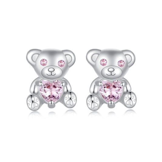 925 Sterling Silver Earrings with CZ in White Gold Plating
