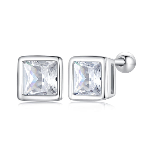 925 Sterling Silver 5mm Pavé Setting CZ Earrings for Women - view 2