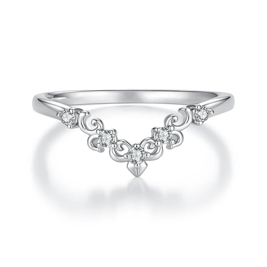 925 Sterling Silver White Gold Plated Moissanite Size 6 Ring for Women