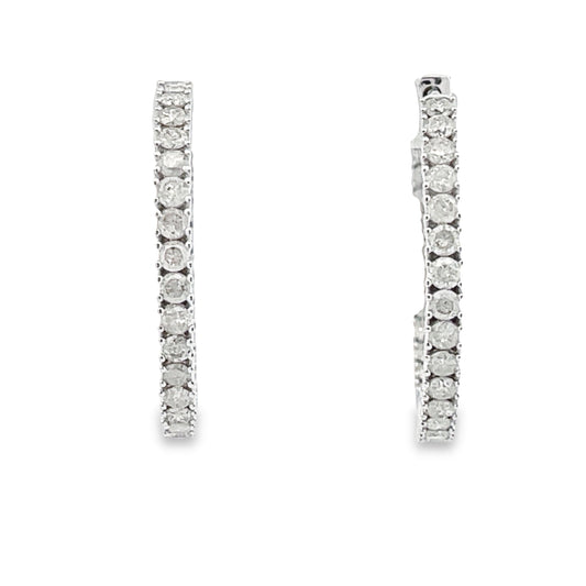 Pendientes de aro con diamante de 1.53 ct en oro blanco de 10 kt