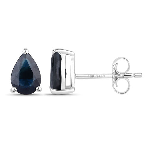 Pendientes de oro blanco de 10 quilates con zafiros azules genuinos de 1,60 quilates