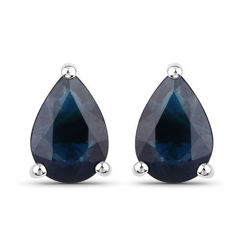 Pendientes de zafiro azul auténtico de 1,60 quilates en oro blanco de 14K