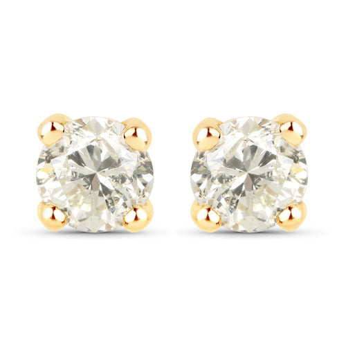 Pendientes de oro amarillo de 14 quilates con diamantes LB auténticos de 1,01 quilates