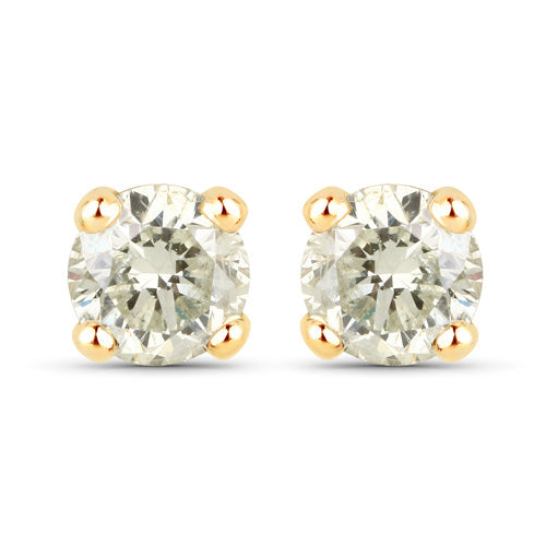 Pendientes de oro amarillo de 14 quilates con diamante LB genuino de 0,86 quilates
