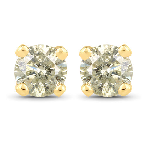 Pendientes de oro amarillo de 14K con diamantes LB genuinos de 0,92 quilates