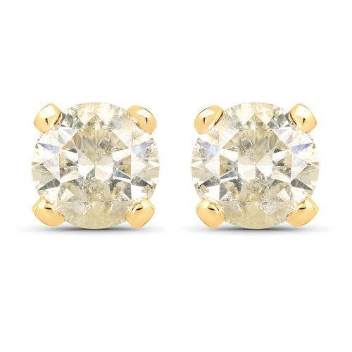 Aretes de oro amarillo de 14 quilates con diamantes genuinos LB de 0,98 quilates