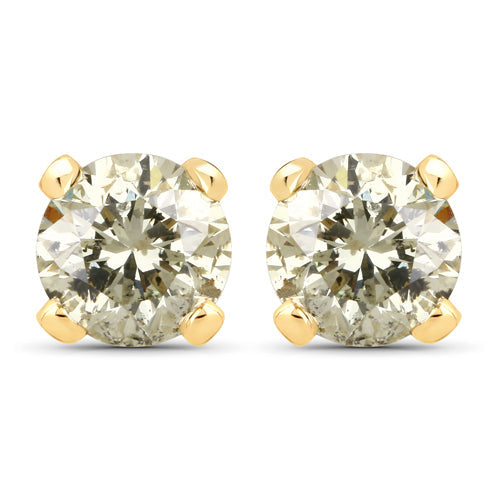 Aretes de oro amarillo de 14 quilates con diamantes genuinos LB de 0,98 quilates