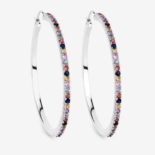 Pendientes de Plata de Ley 925 con Zafiros Multicolor Auténticos de 2,24 Quilates