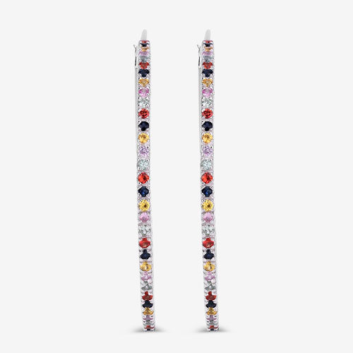 Pendientes de Plata de Ley 925 con Zafiros Multicolor Auténticos de 2,24 Quilates